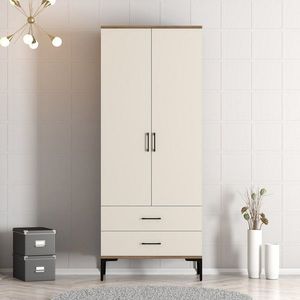 Dulap pentru haine, Hommy Craft, Kumsal T, 80x47 cm, PAL, Maro/Crem imagine