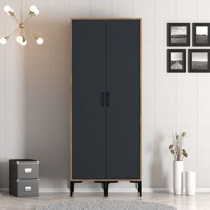 Dulap pentru haine, Hommy Craft, Kumsal SS, 80x47 cm, PAL, Nuc / Antracit imagine