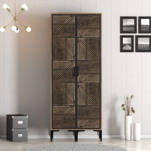 Dulap pentru haine, Hommy Craft, Kumsal PP, 80x47 cm, PAL, Nuc / Antracit imagine