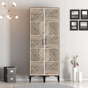 Dulap pentru haine, Hommy Craft, Kumsal PP, 80x47 cm, PAL, Nuc/Alb imagine