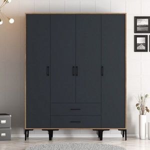 Dulap pentru haine, Hommy Craft, Kumsal STS, 160x47 cm, PAL, Nuc / Antracit imagine