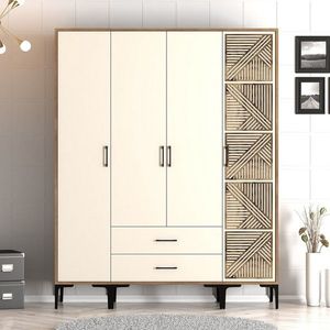 Dulap pentru haine, Hommy Craft, Kumsal STP, 160x47 cm, PAL, Maro/Crem imagine