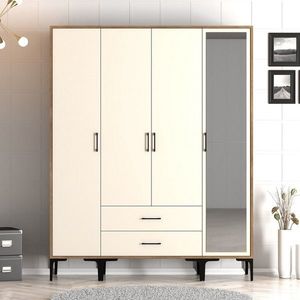 Dulap pentru haine, Hommy Craft, Kumsal STR, 160x47 cm, PAL, Maro/Crem imagine