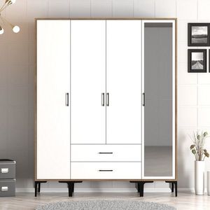 Dulap pentru haine, Hommy Craft, Kumsal STR, 160x47 cm, PAL, Nuc/Alb imagine