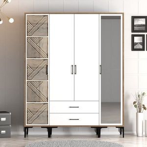 Dulap pentru haine, Hommy Craft, Kumsal PTR, 160x47 cm, PAL, Nuc/Alb imagine