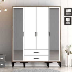 Dulap pentru haine, Hommy Craft, Kumsal RTR, 160x47 cm, PAL, Nuc/Alb imagine