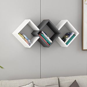 Raft de perete, Inarch, Galaxy, 102x42x20 cm, PAL, Alb / Antracit imagine