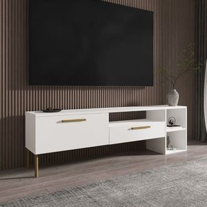 Comoda TV, Inarch, Parion, 150x47x35 cm, PAL, Alb/Auriu imagine