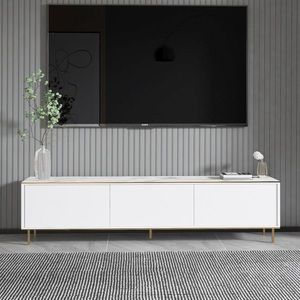 Comoda TV, Inarch, Imaj, 180x45 cm, PAL, Marmură albă/aur imagine