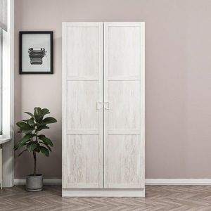 Dulap pentru haine, Minerva, Kale Chain Antique White, 90x190x52 cm, PAL, Alb imagine