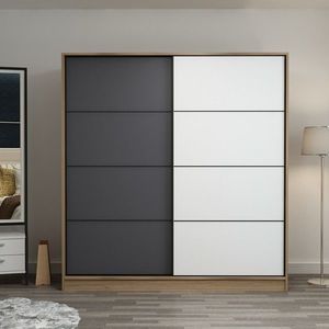 Dulap pentru haine, Minerva, Kale, 220x210x60 cm, PAL, Dore / Antracit imagine