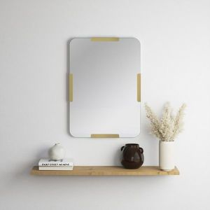 Oglinda decorativa, Neostill, Pera, 50x70 cm, Metal, Auriu imagine