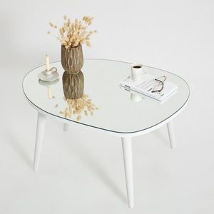 Masuta de cafea, Neostill, Gusto, 75x38x55 cm, Sticla temperata , Alb imagine