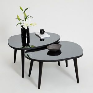 Set masute 2 piese, Neostill, Gusto Set- Black, Fumuriu, Sticla temperata , Negru / Fume imagine