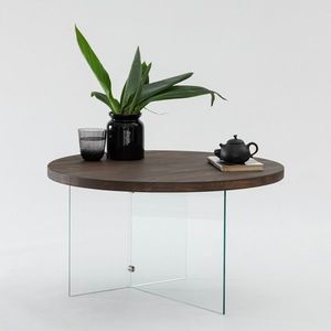 Masuta de cafea, Neostill, Serenity, 70x40 cm, Sticla temperata, Transparent/Nuc imagine