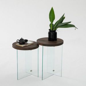 Set masute de cafea, Neostill, Serenity 2, Sticla temperata, Transparent/Nuc imagine