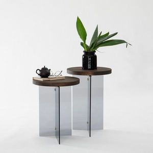 Set masute de cafea, Neostill, Serenity 2, Sticla temperata, Nuc / Gri închis imagine