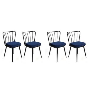 Set scaune 4 piese, Nmobb, Yıldız-944 V4, Metal, Albastru închis / Negru / imagine