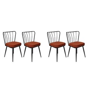 Set scaune 4 piese, Nmobb, Yıldız-945 V4, Metal, Tigla Roșu/Negru imagine