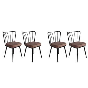 Set scaune 4 piese, Nmobb, Yıldız-947 V4, Metal, Maro deschis / Negru imagine