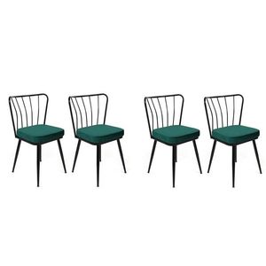 Set scaune 4 piese, Nmobb, Yıldız-951 V4, Metal, Verde/Negru imagine