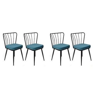 Set scaune 4 piese, Nmobb, Yıldız-952 V4, Metal, Albastru/Negru imagine