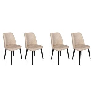 Set scaune 4 piese, Nmobb, Dallas-520 V4, Metal, Bej/Negru imagine