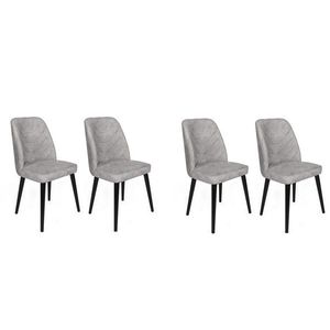 Set scaune 4 piese, Nmobb, Dallas-524 V4, Metal, Gri/Negru imagine