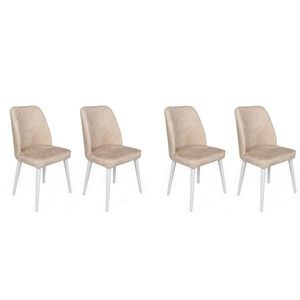 Set scaune 4 piese, Nmobb, Dallas-580 V4, Metal, Bej/Alb imagine