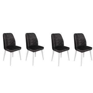 Set scaune 4 piese, Nmobb, Dallas-587 V4, Metal, Antracit/Alb imagine