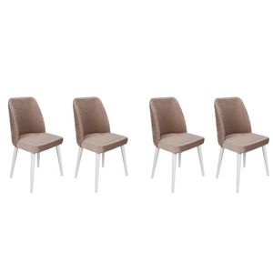 Set scaune 4 piese, Nmobb, Tutku-324 V4, Metal, Bej/Alb imagine