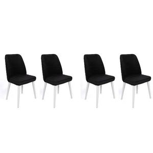 Set scaune 4 piese, Nmobb, Tutku-331 V4, Metal, Alb/Negru imagine