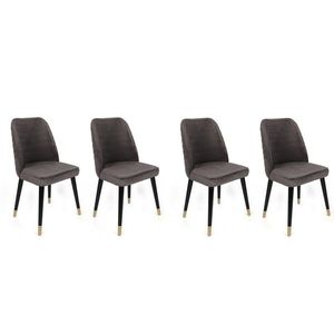 Set scaune 4 piese, Nmobb, Hugo-361 V4, Metal, Antracit / Negru / Auriu imagine