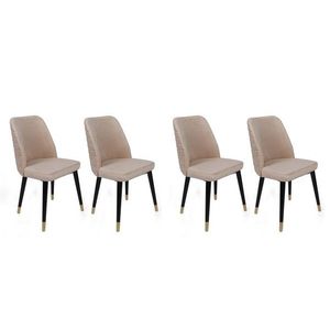 Set scaune 4 piese, Nmobb, Hugo-367 V4, Metal, Crem / Negru / Auriu imagine