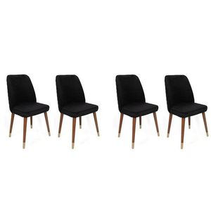 Set scaune 4 piese, Nmobb, Hugo-386 V4, Metal, Negru / Nuc / Auriu imagine