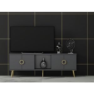 Comoda TV, Odessa, Cey, 120x30x45 cm, PAL, Antracit imagine