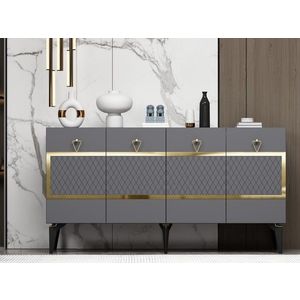 Consola, Olivia, Ipek, 150x79x40 cm, PAL , Antracit / Aur imagine