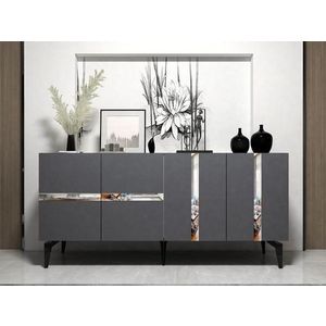 Consola, Olivia, Vania, 150x40x79 cm, PAL , Antracit / Argintiu imagine