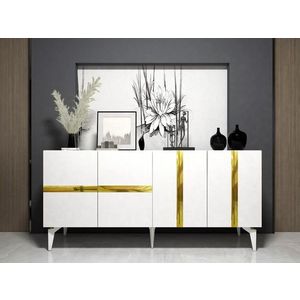 Consola, Olivia, Vania, 150x40x79 cm, PAL , Alb/Auriu imagine