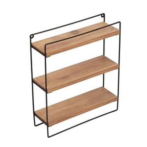 Raft de perete, Puqa Design, Eve, 37x46x12 cm, PAL, Stejar / Negru imagine
