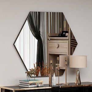 Oglinda decorativa, Siam, Zeo, 70x60x2 cm, MDF , Negru imagine