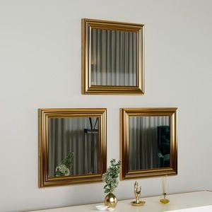 Set 3 oglinzi decorative, Siam, Otto, MDF , Auriu imagine