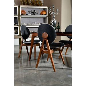 Set scaune 2 piese, Vow Chair, Touch v2, Lemn de carpen, Nuc / Antracit imagine