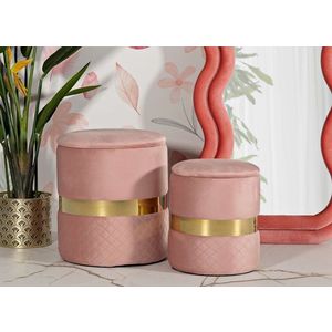 Set 2 taburete cu spatiu depozitare Sheffild, Mauro Ferretti, 37x42 cm, 28x35 cm, fier/MDf/poliester, roz imagine