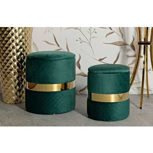 Set 2 taburete cu spatiu depozitare Sheffild, Mauro Ferretti, 37x42 cm, 28x35 cm, fier/MDf/poliester, verde imagine