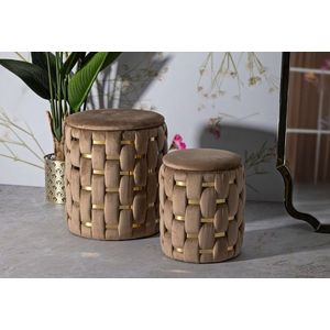 Set 2 taburete cu spatiu depozitare Shanty, Mauro Ferretti, 37x42 cm, 28x35 cm, fier/MDf/poliester, auriu imagine