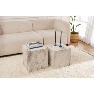 Set masute 2 piese, Nordure, Küp Set, MDF , Marmura Freesia imagine