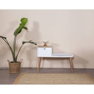 Banca, Wolina, Bohem, 55x150x2 cm, MDF , Alb / Stejar imagine