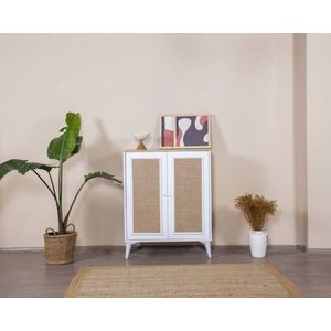 Bufet, Wolina, Mount, 90x105x41 cm, MDF , Alb / Stejar imagine
