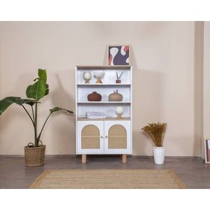 Corp biblioteca, Wolina, Bohem, 90x158x41 cm, MDF , Alb / Stejar imagine